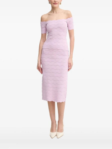  Hervé Léger Wave-textured Off-shoulder Top - Purple 