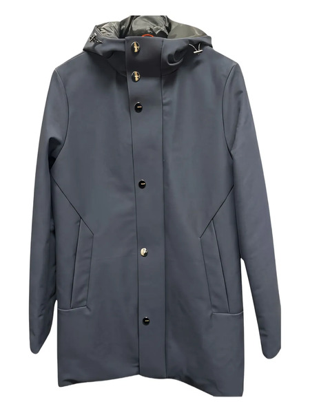 Hèskimo Button-fastening Hooded Coat - Blue 