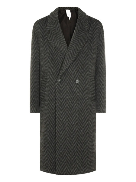  Hevo Herringbone Double-breasted Coat - Grey 