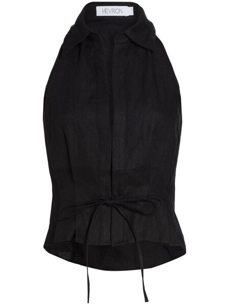  Hevron Linen Top - Black 