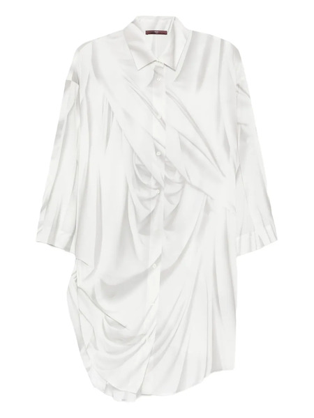  High Draped Button-front Shirt - White 