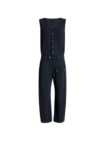  High Figurine Button Belted Jumpsuit - Blue 
