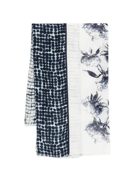  High Floral Polka-dot Scarf - White 