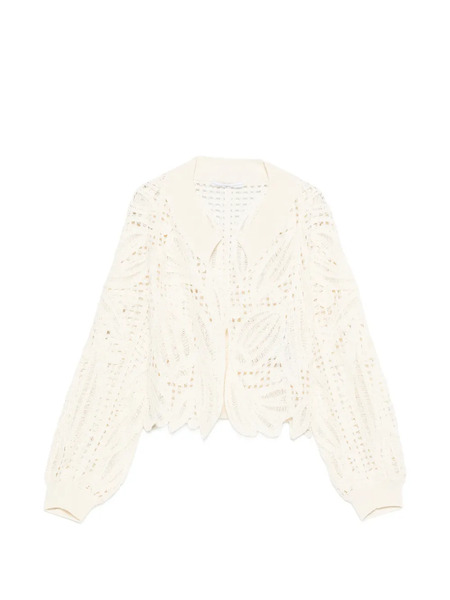  High Open-work Scalloped Cardigan - Neutrals 
