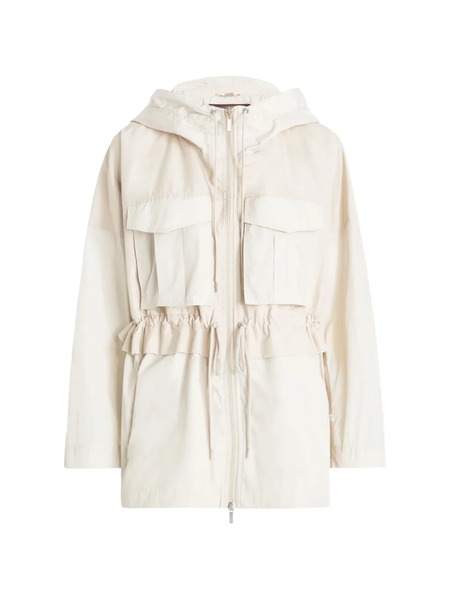  High Pleat Hooded Ruffled Parka - Neutrals 