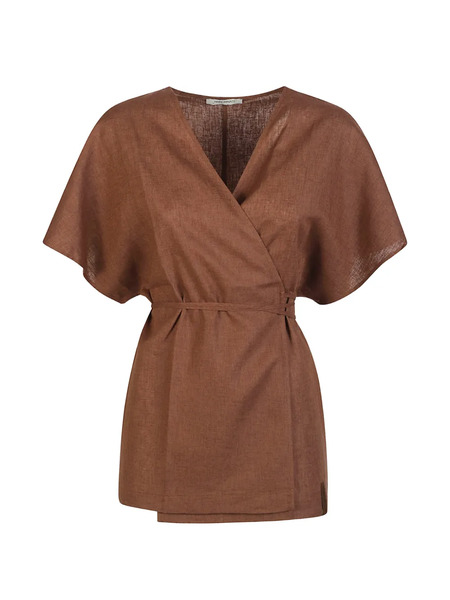  Hinnominate Tie-waist Short-sleeve Top - Brown 