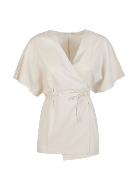  Hinnominate Wrap Belted Blouse - Neutrals 