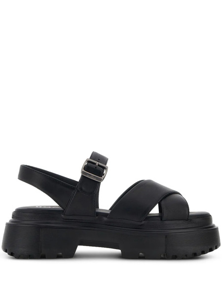  Hogan Crossover-straps Flat Sandals - Black 