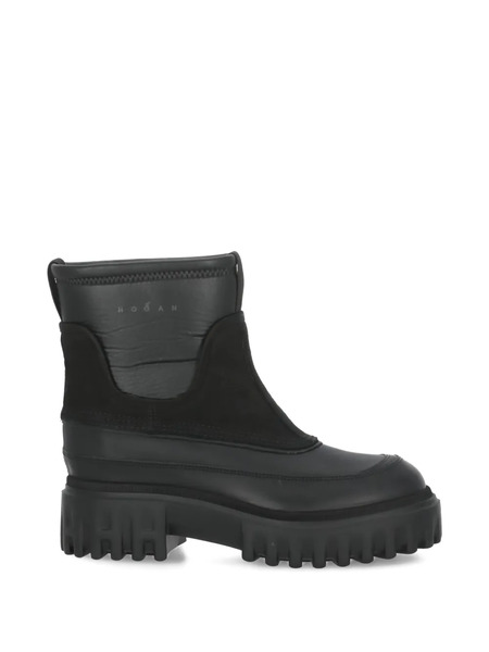  Hogan Embossed Logo Raised Sole Boots - Black 