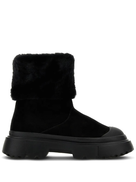  Hogan Faux-fur Suede Boots - Black 