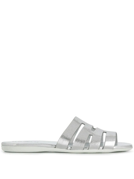  Hogan Flat Metallic Sandals - Silver 