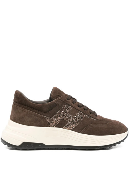  Hogan Glitter Logo Trainers - Brown 