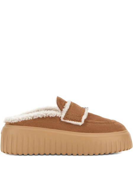  Hogan H-striped Platform Mules - Neutrals 