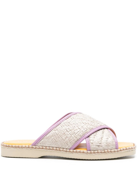  Hogan 660 Interwoven-raffia Slides - Purple 