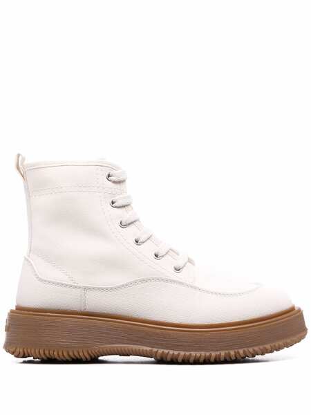  Hogan Lace-up Leather Boots - Neutrals 