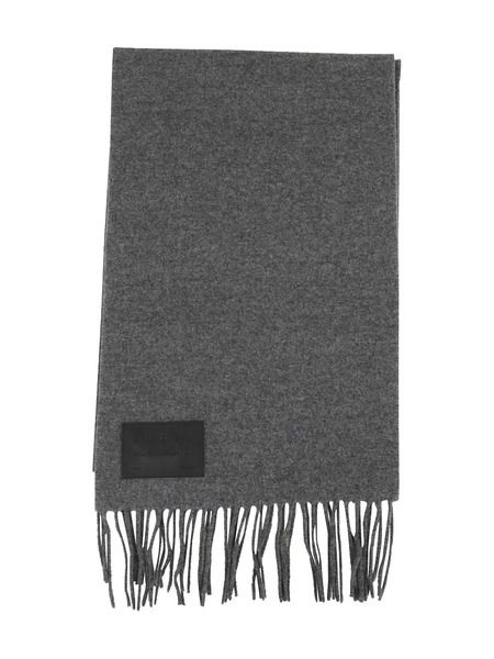  Hogan Leather-plaque Fringed Scarf - Grey 
