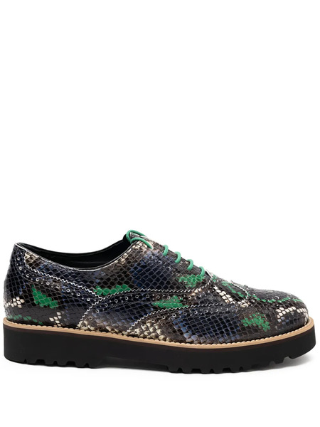  Hogan Snakeskin Platform Brogue Boots - Black 