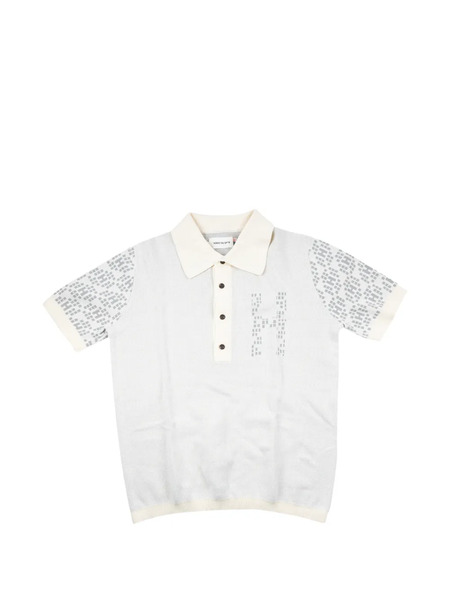  Honor The Gift Knit Pattern Polo Shirt - White 