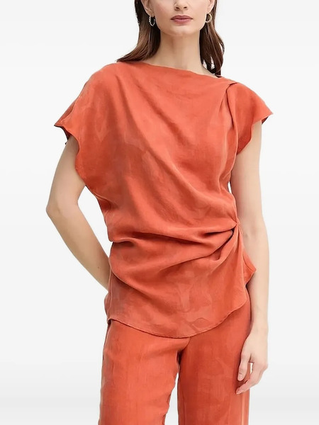  Hoss Intropia Draped Blouse - Orange 