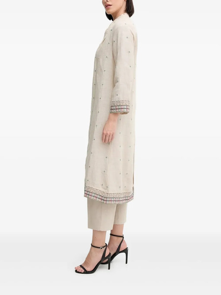 Hoss Intropia Embroidered Beaded-trim Top - Neutrals 