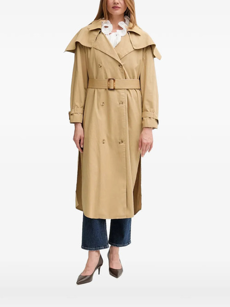  Hoss Intropia Floral-embroidered Belted Coat - Neutrals 