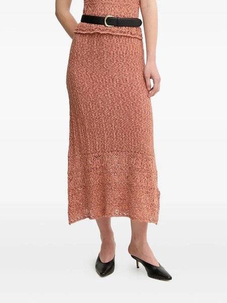  Hoss Intropia Ruth Open-knit Midi Skirt - Orange 