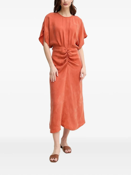  Hoss Intropia Textured Cinched Midi Dress - Orange 