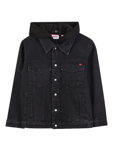  Hugo Kids Hooded Denim Jacket - Grey 