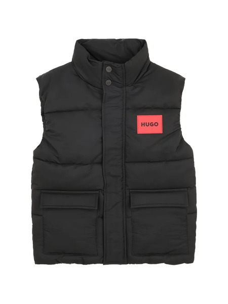  Hugo Kids Logo-patch Quilted Gilet - Black 
