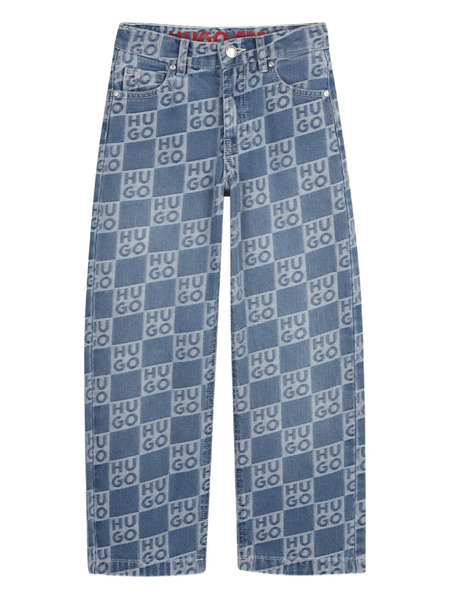  Hugo Kids Patterned Denim Jeans - Blue 