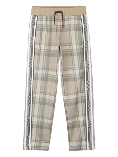  Hugo Kids Plaid Drawstring Trousers - Neutrals 