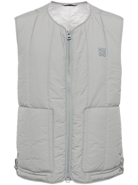  Hugo Logo-appliqué Quilted Gilet - Grey 