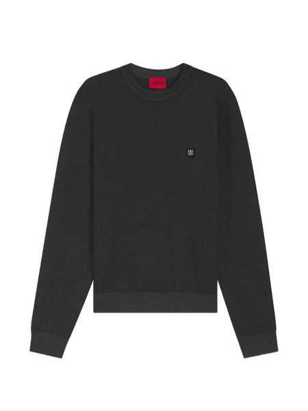  Hugo Setal Textured Logo-patch Jumper - Grey 