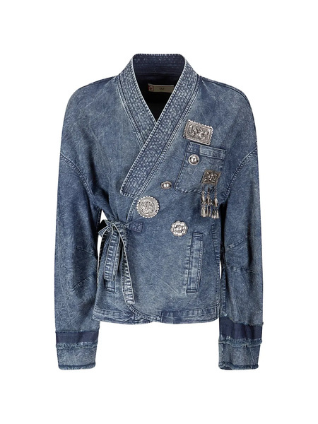  Hui Hui Charm-embellished Denim Jacket - Blue 