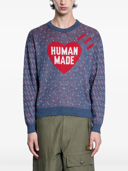  Human Made Heart-intarsia Jumper - Blue 