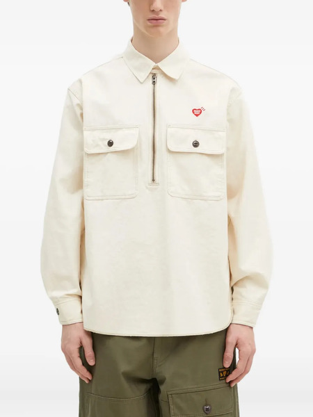  Human Made Heart-logo Half-zip Shirt - Neutrals 