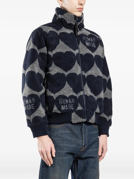 Human Made Heart-pattern Fleece Jacket - Blue 