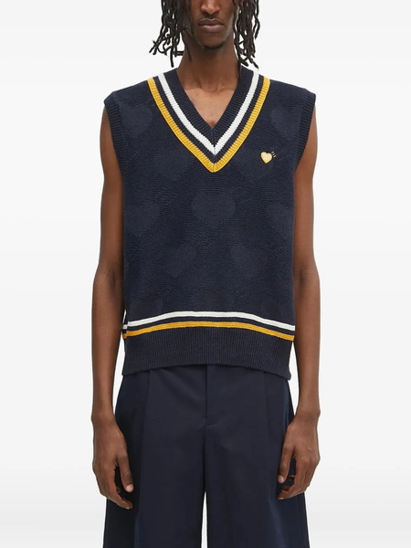  Human Made Heart-pattern V-neck Sweater Vest - Blue 