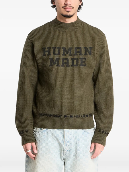  Human Made Mock-neck Logo Knitted Sweater - Green 
