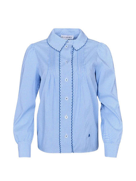  Hunter Bell Scallop-trim Check Shirt - Blue 