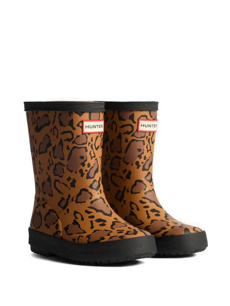  Hunter Kids Leopard Rain Boots - Brown 