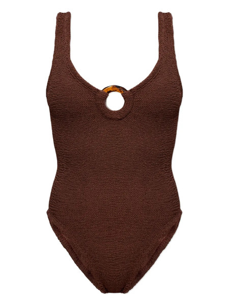  Hunza G Celine Crinkle Couverage Swimsuit - Brown 