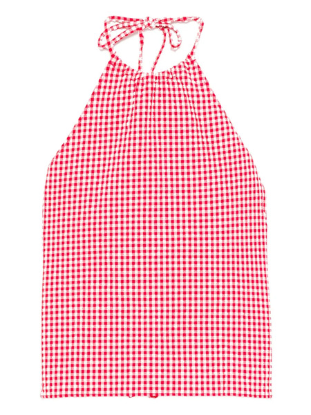  Hunza G Gingham Halterneck Top - Red 