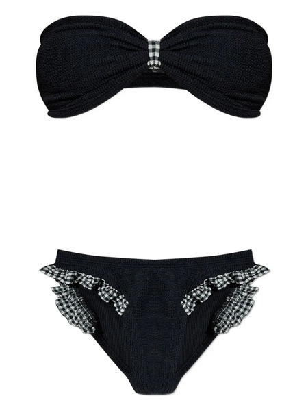  Hunza G Jean Gingham-ruffle Crinkle Bikini - Black 