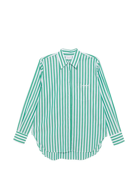  Hunza G Stripe Embroidered Patch Shirt - Green 