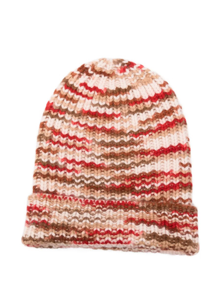 Hurray Striped Cashmere Beanie Hat - Neutrals 