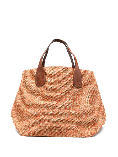  Ibeliv Handle Raffia Tote Bag - Orange 