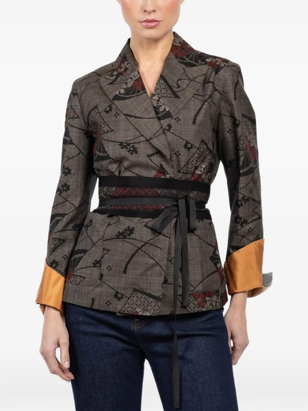  Ibrigu Floral Belt Jacket - Grey 