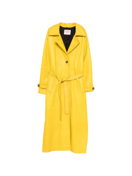  Iceberg Belted Leather Coat - Yellow 