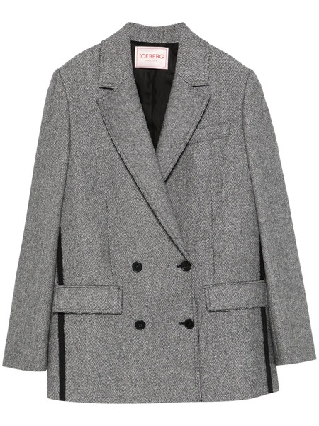  Iceberg Double-breasted Herringbone Blazer - Black 